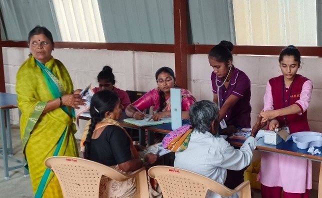 Medical check-up at rural health camp